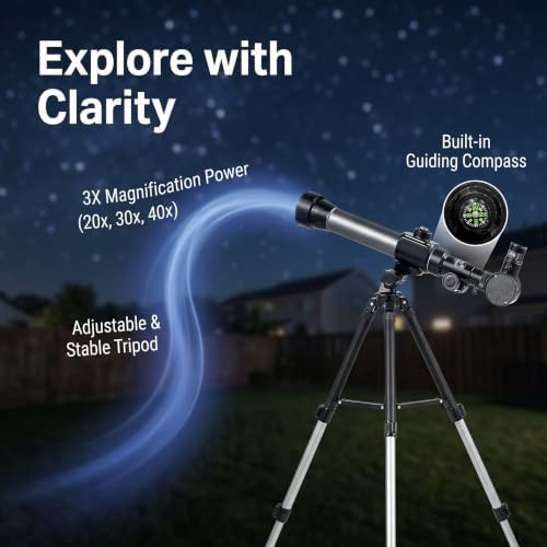 Telescope for Kids 8-12 – Professional Astronomical Telescope with 20X/30X/40X Zoom, Portable Tripod & Easy Setup, Ideal Kids Telescope for Stargazing, Moon Viewing & Landscape Observation - Image 4