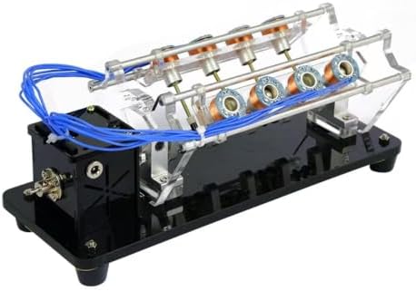 V4Cylinder Solenoid Electromagnetic Engine,4 Coil Engine Model with Led & Ball Bearings, for Science Physics Teaching Experiment Tool College Education Model(8hole) by Unknown