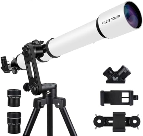 Telescope for Adults High Powered, 90mm Aperture 1000mm Refractor Telescopes for Adults Astronomy Telescopio with High Precision Adjustment, Ultra-Stable Vertisteel AZ Mount Base Tripod, Phone Adapte by CelticBird