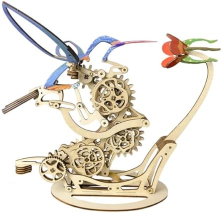 3D Wooden Colored Mechanical Hummingbirds Model Kits for Adults, DIY Creative Handcrafted Wooden Bird Assembly Kit, Perfect Present for Friends, 200+Pieces, Red by GoAssemb