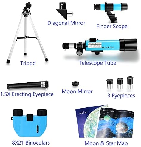 Lunar Telescope for Kids and Astronomy Beginners, Refractor Telescope with Finder Scope and 3 Eyepieces, Travel Telescope with Compact HD Binoculars for Moon Viewing Bird Watching Sightseeing - Image 6