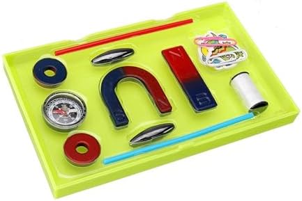 Color-Coded U-Shaped Horseshoe Magnet & Compass Experiment Kit, STEM Magnetic Field Physics Exploration Set for Pole Distribution & Physical Principle Demonstration by Unknown