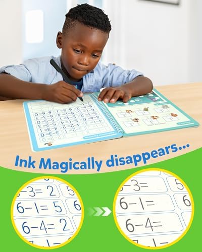 Coogam 6Pcs Magic Grooved Writing Practice for Kids, Grooved Handwriting Copybook with Pens, Learn to Write Number Letter Tracing Workbook for Kids Age 3-8 Preschool Learning Activities - Image 4