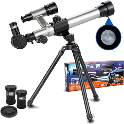 Ideal Swan Telescope for Kids 8-12, 20x 30x 40x, Starter Spyglass Compass by IdealSwanBeauty