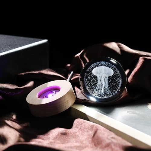 3D Jellyfish Gifts for Women - Crystals Ball 60mm Jellyfish Figurines Decor Glass Animals Figurine Keepsake Paperweight - Image 4