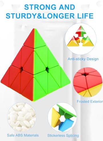 CFMOUR Speed Cube Set - Stickerless 2x2 3x3 4x4 Pyramid Magic Cubes Bundle - Image 4