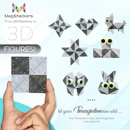 MagStackers Magnet Fidgets for Kids - 22 Pc Magnetic Tiles Toy Building Set with Tetrahedron and Tripyramidal Magnet Blocks for 5+ Years - Reduce Fidgeting and Create 1000+ Fun Creatures and Designs - Image 2