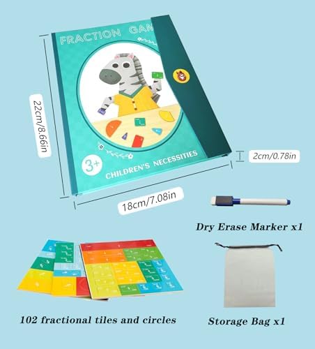 Magnetic Fraction Educational Puzzle Fraction Tiles and Circles, Equip Magnetic Score Disk Demonstrator,Math Manipulatives Enhance Early Primary School Students Mathematical Skills - Image 2