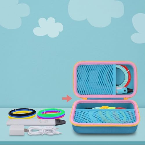 co2CREA Storage Case for 3D Printing Pen Set, Blue Case + Yellow Zipper - Image 4