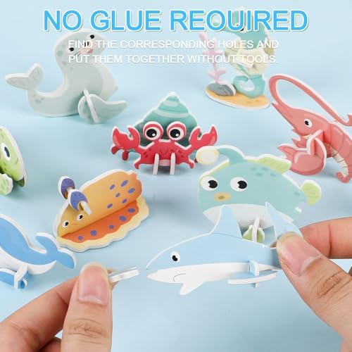 LOMIMOS Educational 3D Cartoon Puzzle for Kids,25Pcs 3D Cartoon Jigsaw Creative Learning Model for DIY Crafts Birthday Party Favor Gifts (Marine Organism) - Image 4