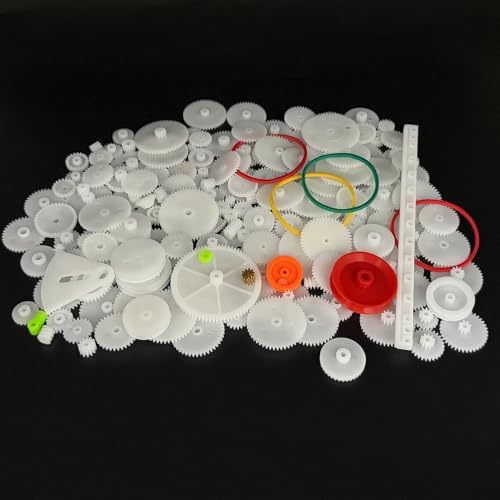 190PCS Small Gear Kit Plastic Gears Belt Pulley Single Gear Spindle Gear Small Motor Gears for DC Motor RC Car Robot Model Toy DIY Gear Replacement (190) by URIMPAVIDO
