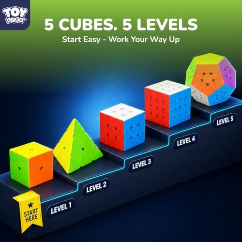 STEAM Life Speed Cube Set, Speed Cube Set of 2x2 3x3 4x4 Megaminx and Pyramid Cube Smoothly Stickerless Magic Cubes Collection for Kids & Adults - Image 2