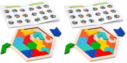 3 otters Wooden Puzzles for Kids, Educational Brain Teaser Game, Shape Sorting Board with Guide Book, Montessori Learning Toys (Pack of 2) by 3otters