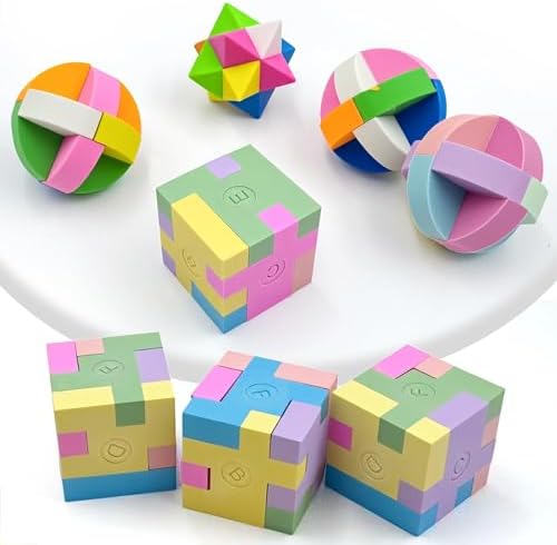 PROLOSO 15 Pcs Puzzle Cube Pencil Erasers Kids Party Favors Classroom Student Prizes Brain Teasers - Image 3
