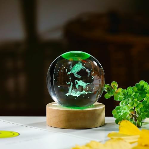 3D Sea Turtle Gifts for Women Crystals Ball - Sea Turtle Figurines Decor Glass Animals Figurine Cat Stuff for Room Birthday for Best Friend Lovers Keepsake Paperweight - Image 4