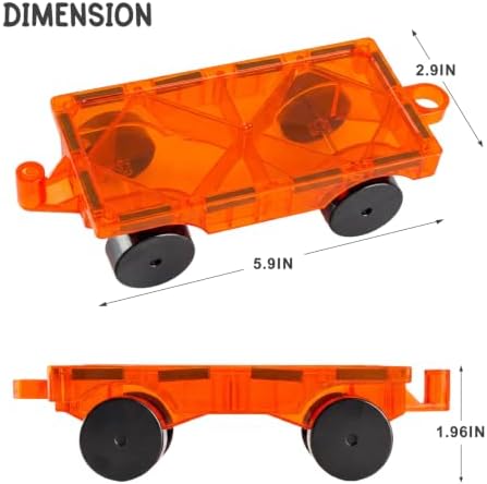 Magnetic Tiles Car Building Kit for Toddlers, 4 PCS Magnet Construction Trucks, STEM Toys for Boys Girls Ages 3-5 4-8,Educational Vehicle Engineering Set, Gifts for Kids - Image 6