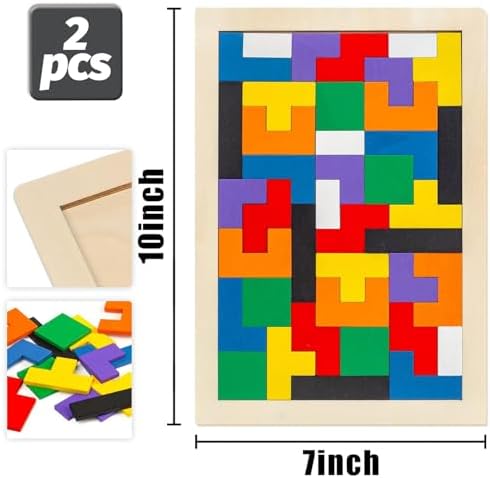 3 otters Wooden Blocks Puzzle 2 Set Russian Brain Teaser Tangram Intelligence Toys STEM Montessori Educational Gift for Kids Stocking Stuffers (Pack of 3) - Image 5