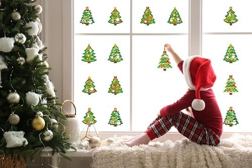 Renbuzhu 40PCS Christmas Crafts Bulk: Xmas Tree Paper Suncatchers DIY Kit for Winter Holiday Activities Decorations, Window Stained Glass Effect Art Ornaments - Image 6