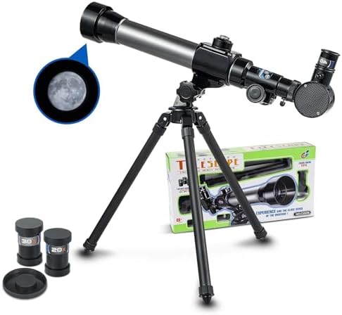Telescope for Kids 8-12 – Professional Astronomical Telescope with 20X/30X/40X Zoom, Portable Tripod & Easy Setup, Ideal Kids Telescope for Stargazing, Moon Viewing & Landscape Observation by LittleWorld