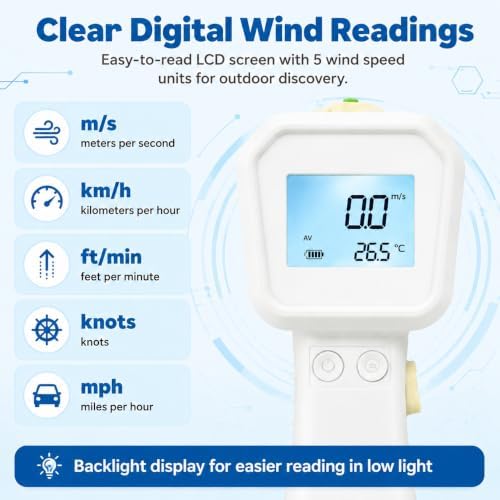 Wind Speed Anemometer, Handheld Digital Wind Speed Meter Toy for Kids - Image 2