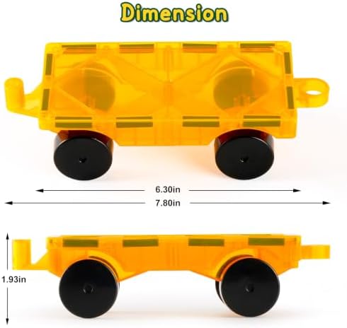 Bmag 4 PCS Magnetic Tiles Car Base Accessories, Compatible with Most Standard Magnetic Building Tiles, Sealed Magnet Car Bases, STEM Building Expansion Kit for Kids Aged 3+ - Image 6