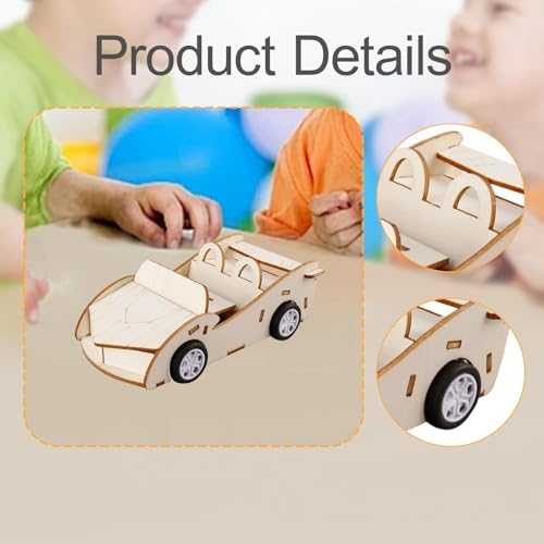 3D Wooden Puzzle Car DIY Assemble Construction Toy Crafts Model Kit - Image 2