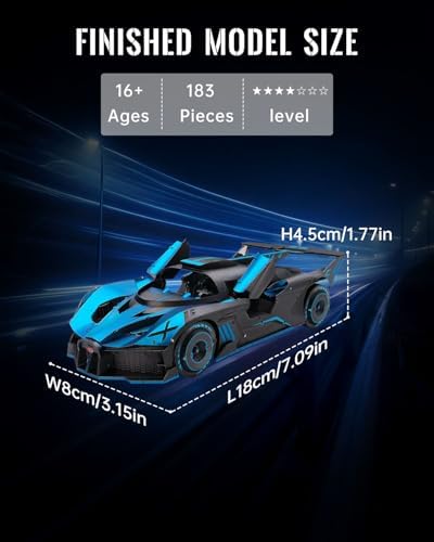 Piececool 3D Puzzle Blue Supercar Model Building Kits for Adults DIY Assembly Brain Teaser Puzzle, Best Gifts & Desk Decor - Image 3