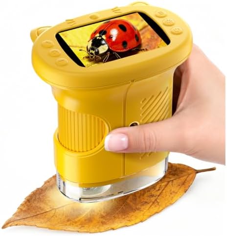 Kids Microscope: 1000X Handheld Pocket Microscope for Photo and Video Portable Science Kits STEM Toys – Christmas/Birthday Gifts for Girls & Boys Ages 3-12(Orange) by WINWEND