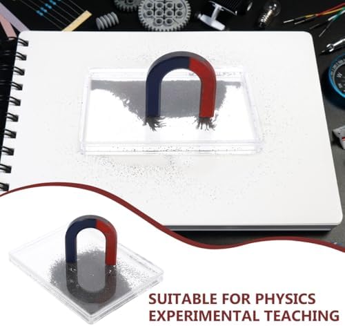 Iron Powder Box for Physics Experiments Magnetic Field Demonstrator for Science Teaching Magnetism Classroom Tool with Magnet 3.70 X 2.75 X 0.47 in for Student Experiments - Image 4