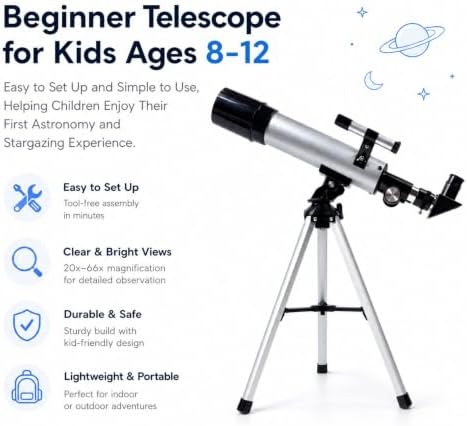 Telescope for Kids 8–12, Beginner Telescope 100x Magnification - Image 5