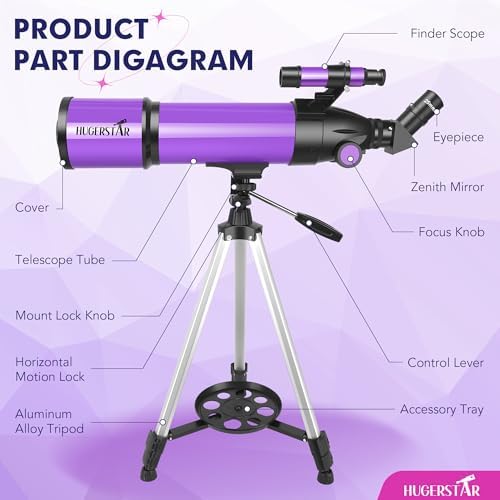 Telescope, Telescope for Adults & Kids & Astronomy Beginners, 80mm Aperture 600mm Portable Refractor Telescopes FMC Optics with AZ Mount Tripod, Phone Adapter, Moon Filter and Carrying Bag - Image 6