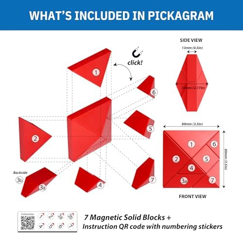 Pickagram Tangram 3D Magnetic Puzzle for Kids (8-12), Adults & Seniors | STEM Certified Fidget Puzzle - Magnetic Pattern Blocks for Cognitive Development, Creativity & Focus - Reverse Panda - Image 2