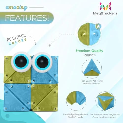 MagStackers Magnet Fidgets for Kids - 22 Pc Magnetic Tiles Toy Building Set with Tetrahedron and Tripyramidal Magnet Blocks for 5+ Years - Reduce Fidgeting and Create 1000+ Fun Creatures and Designs - Image 4
