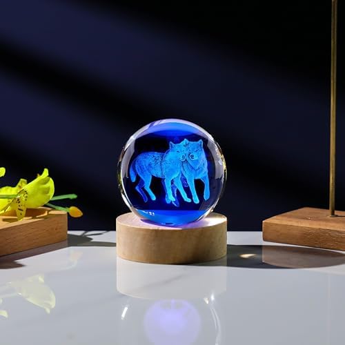 3D Wolf Crystal Ball 60mm - Figurines Decor Glass Animals for Women, Anniversary Birthday Gift for Best Friend, Wolf Lovers Keepsake Paperweight - Image 5