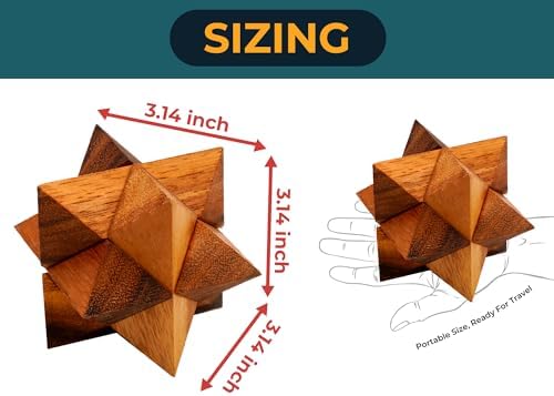 BSIRI Adults Games Gifts Wooden Star Cube Puzzle Game Brain Teasers of the Logic Game Adults Seniors and Teen to Challenge Puzzles for Fun Entertaining Things and Fun Tools of Parents - Image 3