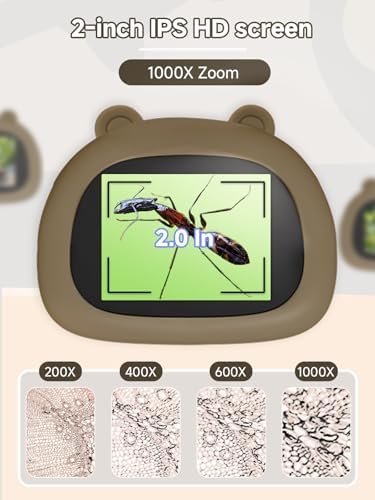 Acoath Microscope for Kids, 1000X Handheld Digital Miniscope with 2.0" Screen, Portable Pocket Microscope Education Toys Birthday Gifts for Age 3 4 5 6 7 8 9 10 Girls Boys - Image 2
