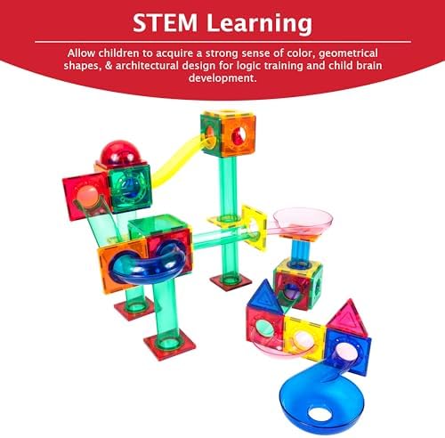 PicassoTiles 70PC Marble Run + 30PC Magnetic Race Car Track, Fun & Creative Playset: STEAM Learning, Enhance Construction Skills, Hand-Eye Coordination and Fine Motor Skills, Gift for Boys and Girls - Image 6