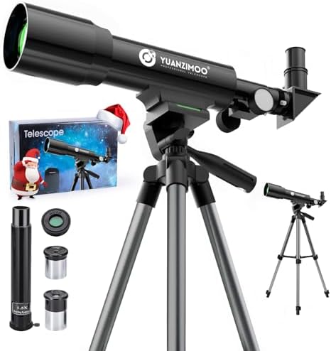 Telescope Kids 50mm Aperture 360mm AZ Astronomical Portable Telescope for Kids Adults Beginners with Tripod Black by YUANZIMOO