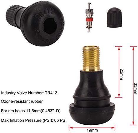 FEBRYTOLD Tire Valve Stem Tool Remover & Installation, 6 Pcs TR412 Snap-in Valve Stems with Valve Stem Cores, 1 Pcs Single Head Tire Valve Core Remover Installer Tool (14 Pcs) - Image 6