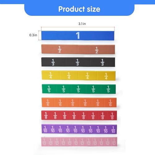 TOMMYHOME Magnetic Fraction Tiles for Kid's Maths Toys.Standing Teaching aids for Primary.Help Kids Learn Fractions (Rectangular) - Image 7
