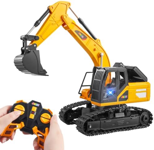 JOYIN Remote Control Excavator Toys for Boys, 2.4Ghz RC Play Excavator with Light, Construction Toys for Boys Birthday Gift 4-7 8-12 Year Old Kids by JOYIN