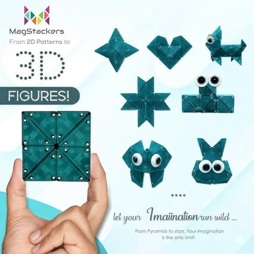 MagStackers Magnet Fidgets for Kids - 22 Pc Magnetic Tiles Toy Building Set with Tetrahedron and Tripyramidal Magnet Blocks for 5+ Years - Reduce Fidgeting and Create 1000+ Fun Creatures and Designs - Image 2