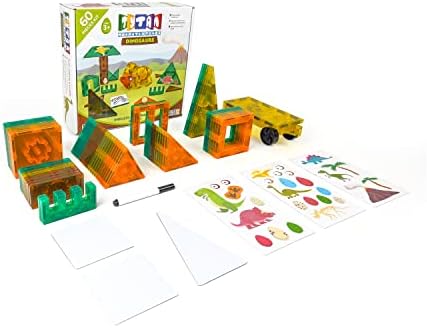 Tytan Tiles Dinosaurs 60-Piece Magnetic Tiles Building Set, Dino Safari Land Kids’ STEM Toy, Creative Play, Shape & Pattern Recognition, Fine Motor Skills, Includes Storage Bag, Ages 3 and Up - Image 3