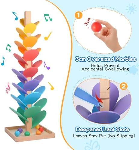 Gotoofun Wooden Marble Run Music Tree Includes Extra-Large 3cm Marbles Ball - Image 4