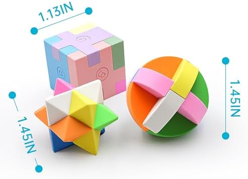 PROLOSO 15 Pcs Puzzle Cube Pencil Erasers Kids Party Favors Classroom Student Prizes Brain Teasers - Image 4