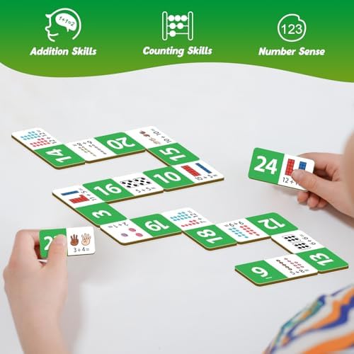Kasfalci Addition Dominoes Set,Math Games for Kids,Math Manipulatives,Counting Toys,Learning Games,Preschool Learning Activities,Homeschool Supplies,Kindergarten Classroom Must Haves,1st 2nd 3rd Grade - Image 4