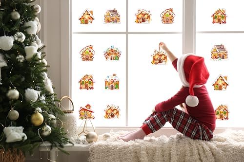 Renbuzhu 40PCS Christmas Crafts Bulk: Gingerbread House Paper Suncatchers DIY Kit for Winter Xmas Holiday Activities Decorations, Window Stained Glass Effect Art Ornaments - Image 6