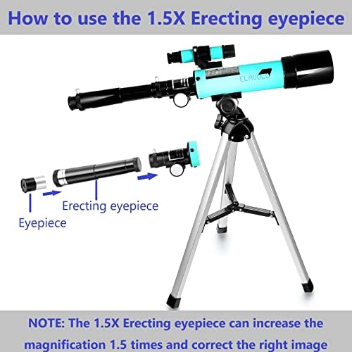 Refractor Telescope with Finder Scope for Kids & Astronomy Beginners, Travel Telescope with 3 Eyepieces Magnification 18X – 135X - Image 6
