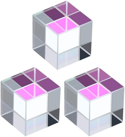 PATIKIL 3Pcs Cube Prism 15mm K9 Crystal Dispersion Prism AB Color by PATIKIL