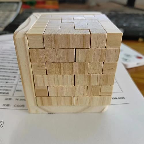 Wooden Brain Teaser Puzzles Box Brain Teasers Wooden Puzzle T-Shaped Geometric Intellectual Jigsaw Logic Cube Puzzles Mind Games for Kids and Adults - Image 4